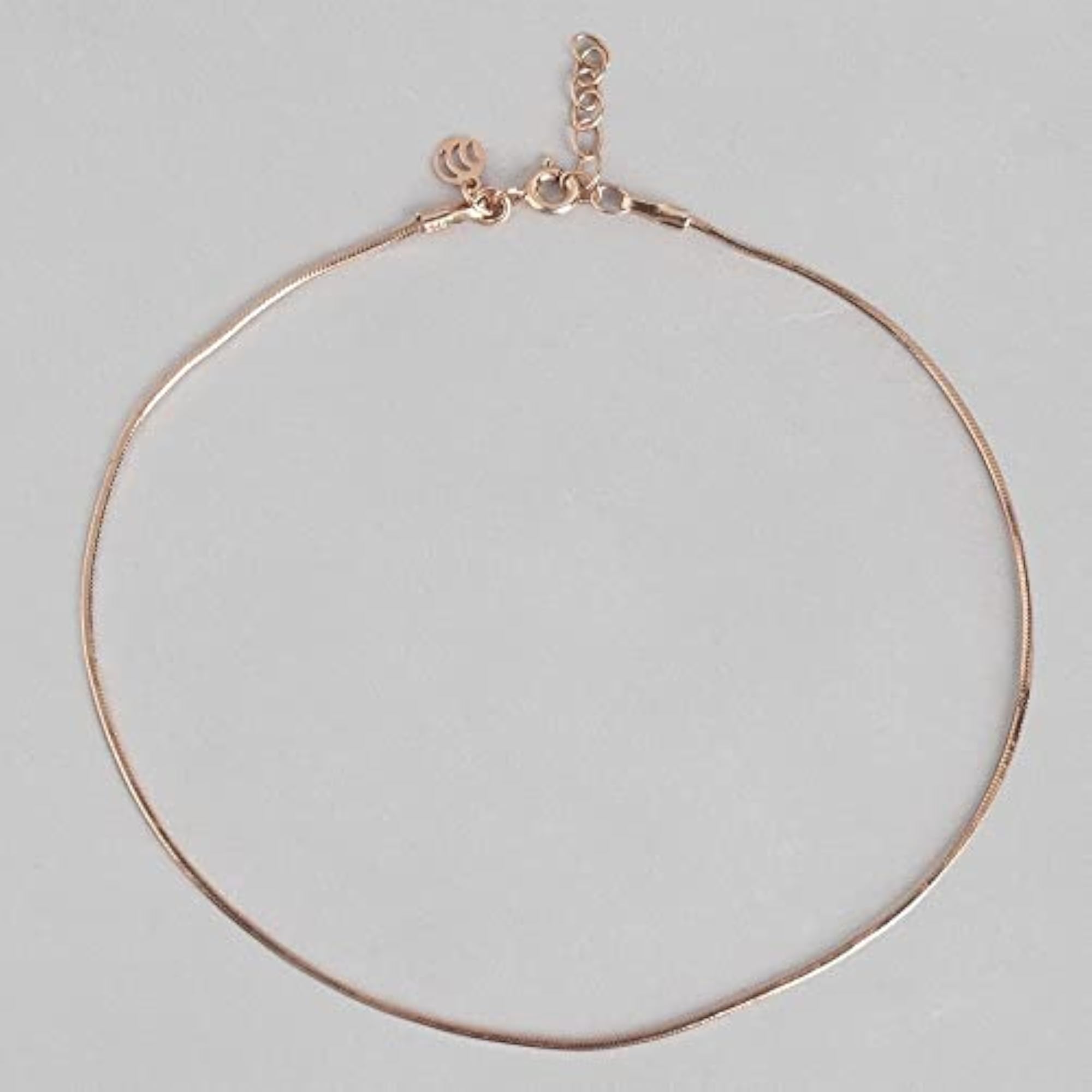925 Silver Rose Plated Anklet with Stamp