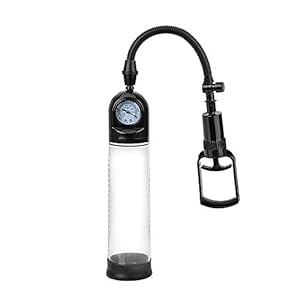 NOPNOG Penispomp met manometer – vacuümpomp in zwart en transparant – penis extender van ABS – masturbator voor mannen