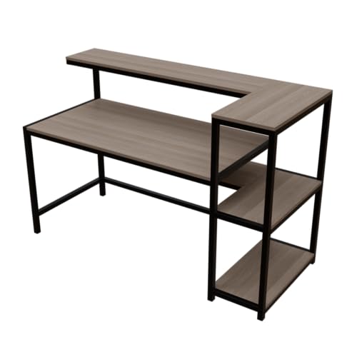Image of Riyan Luxiwood Fronx Computer Table with Open Storage Made MDF I Large Study Table. (Large, Beige)