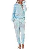 Eurivicy Women's Tie Dye Sweatsuit Set 2 Piece Long Sleeve Pullover and Drawstring Sweatpants Sport Outfits Sets