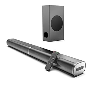 2.1 soundbar met subwoofer, 190 W soundbar voor tv-apparaten, 125 dB, 6 EQ-modi, led off, instelbare bas, ondersteunt HDMI, Bluetooth, AUX, optische USB