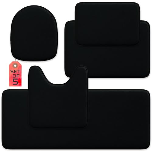 Elvoki 5-Piece Bathroom Rug Set - Memory Foam Bath Mats,