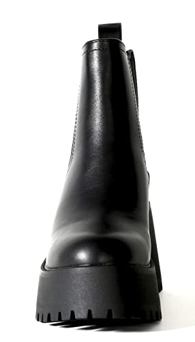 Chariot & Co: Lena- Women's Fashion Chunky Lug Sole Boot Round Toe Chelsea Elastic Booties4