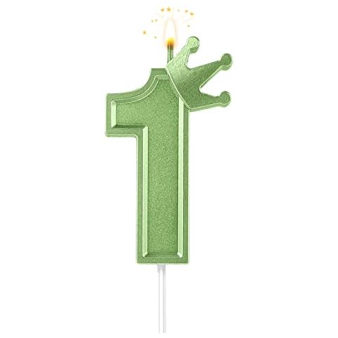AIEX 3D Birthday Number Candle with Crown Cover