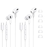 イヤホン タイプc イヤホン 有線 【iPhone17/16/15シリーズ対応2025新版 2個】HiFi クリア通話 小型·軽量 リモコン付き type-c 人間工学に基づいた絡みに 通話対応 快適な装着感 usb c 絡み防止 遅延なし 通勤/仕事/ランニング/iPhone17ProMax Air/Android/Galaxy/iPadなど対応 (white)