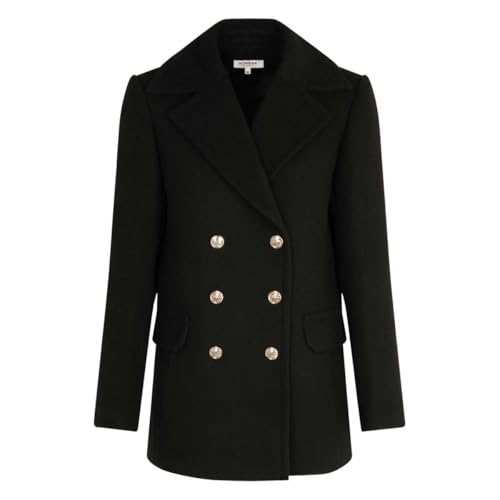 Morgan femme Manteau mi-long noir avec laine Taille 38