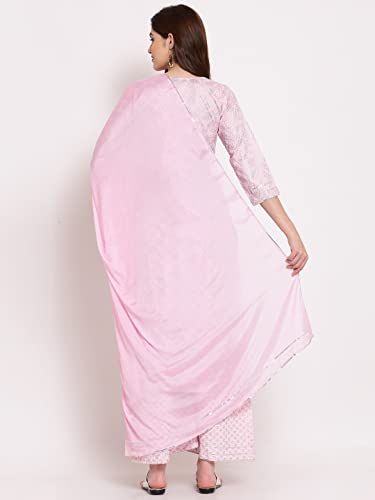 Image of GoSriKi Women's Cotton Blend Printed Straight Kurta, Pant & Dupatta (Shopping-GO)