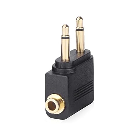Airplane Headphone Adaptor Flight Headphone Adapter Earphone Adapter for Aeroplane Aeroplane Headphone Adapters for Using Earphones in Flight Earphone Adapter Enables Perfect Audio Quality 3.5mm, 1Pcs Cover