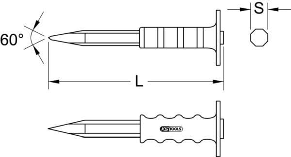 KS Tools 162.0243 Pointed chisel with hand grip, 8 point, 18x300mm, 18 x 300 mm - Image 2