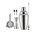 Shaker cocktail Prime Cocktail Bar Outils Set (5 pièces) en acier inoxydable brossé Barman Kit, avec tous les accessoires bar, cocktail Passoire, cuillère de bar, décapsuleur, becs verseurs kit de bar