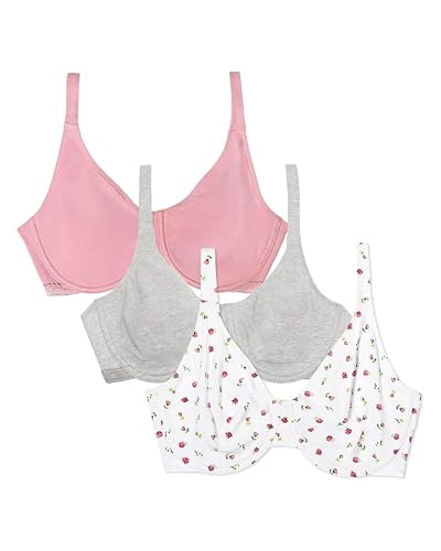 Fruit of the Loom Women's Unlined Underwire Bra - Cotton & Spandex Blend for Natural Shape and...