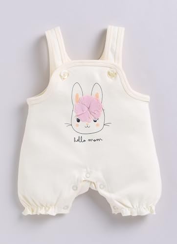 Image of Smart Baby Dungaree Set for Baby Girls | Cotton Romper with T-Shirt | Soft & Breathable Fabric | Cute Embroidery | Snap Button Closure for Easy Diaper Change