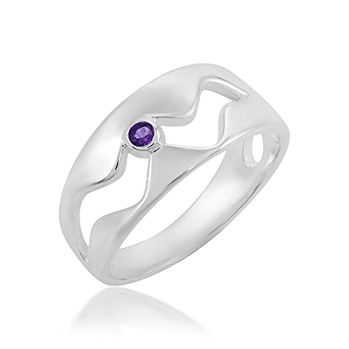 Bague empilable en argent 925 avec améthyste pour femme - Bijou minimaliste