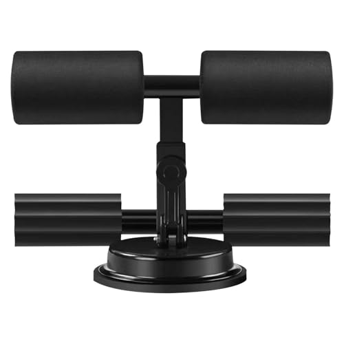 Image of Sit-Up Bar with Foam Handle and Rubber Suction Base | Sturdy Handle | Adjustable Height | Equipment for Sit-ups and Push-ups Assistant Device (Black) (Foam pedal)