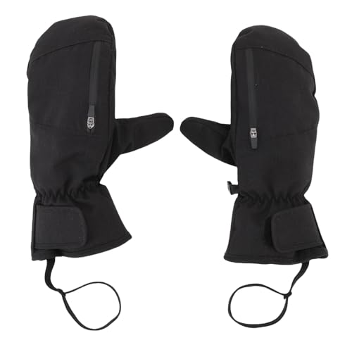 WOHPNLE Ski Mittens for Men Women, Touchscreen Snow Gloves with Zipper Pocket and Strap Warm 5 Finger Liner Mittens for Cold Weather Winter Sports (L)