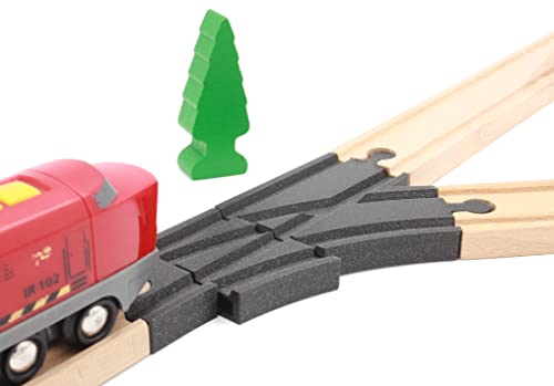 Locorico - Railway Switch for Wooden Train (Right Turn), Black, 16.5 x 8 cm