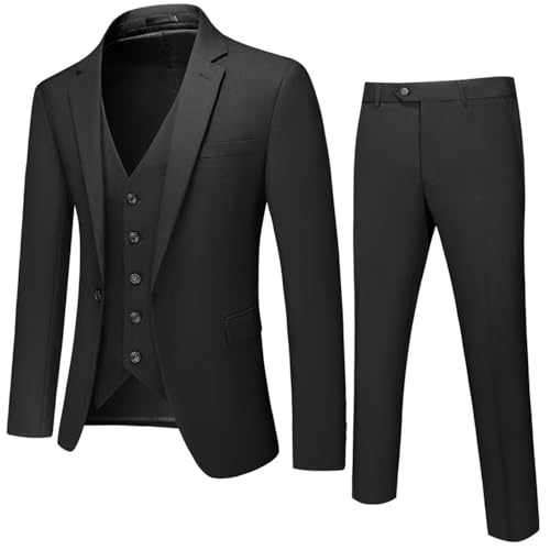 Costume 3 pièces ajusté haut de gamme noir pour homme exigeant