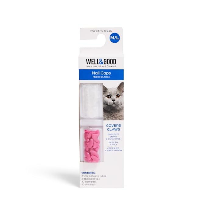 Image of Well & Good by Petco Pink & Clear Cat Nail Caps Medium