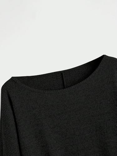 Women's Solid Long Casual Sleeve Ribbed Knit Crop Tee4