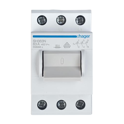 Kompakter Ausschalter 400 Volt 3x 63 Ampère Hauptschalter für Hutschiene | Typ Hager SH363N