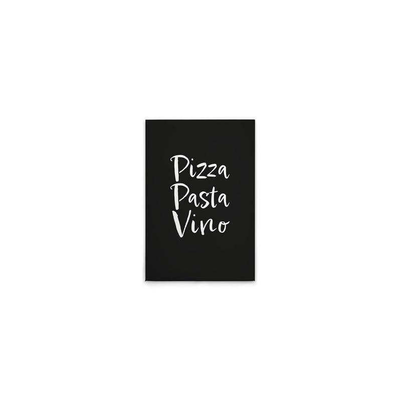 Toile Pizza Pasta Vino blanche et noire pour habiller un mur de cuisine vide