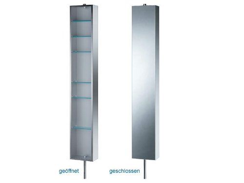Ondyna Cristina - Colonne de salle de bain - Armoire inox tournante 6 étagères avec miroir