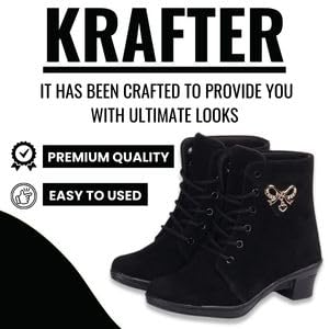 Image of KRAFTER Women's And Girls Classic Winter Suede velvet High heel Boots Casual, Outdoor and Holiday Outings