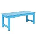 Sunnibety Weatherproof HIPS Outdoor Bench, 2-Person Patio Dining Bench, All-Weather Poly Lumber Garden Bench, Never Rot or Fade, Park Bench with Wood Grains for Porch, Garden, Deck, Entryway, Blue