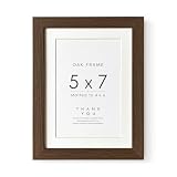 5x7 Picture Frame, Solid Oak Wood 5 x 7 Photo Frame with Mat to 4x6, 7x5 Picture Frames for Wall and Tabletop Display, (Walnut Set of 1)
