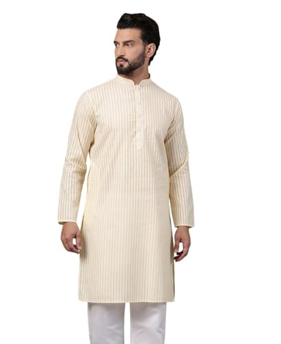 Image of SOJANYA (Since 1958 Men's Pure Cotton Striped Long Kurta