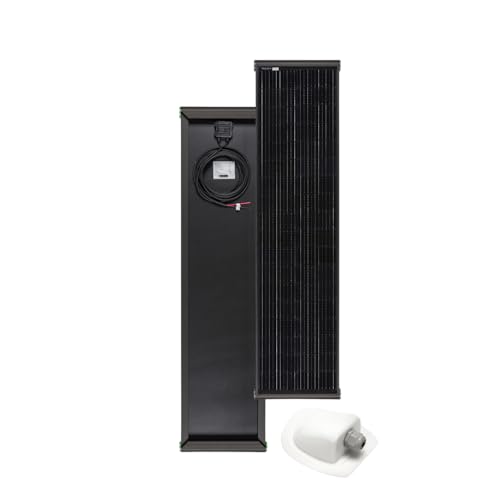 MOSCATELLI Pannello Solare Camper 120W SPG120S Slim Black Boost Monocristallino PERC - Kit Pannello Solare per Camper con Profilo in Alluminio Nero per Fissaggio al Tetto - SENZA REGOLATORE