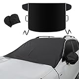 Car Windshield Snow Cover, Winter Frost Windshield Snow Ice Removal Cover/Protector, Waterproof Windproof Sunshade Snow Cover with Side Mirrors Cover Fits Most Cars, Trucks, Vans, SUVs and More