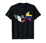 Half Colombian Half Mexican Flag Map DNA Mexico Colombia T-Shirt
