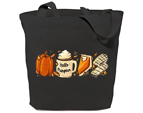 GXVUIS Hello Pumpkin Canvas Tote Bag for Women...