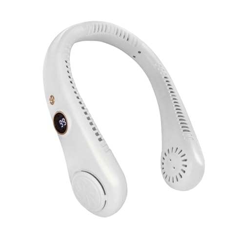Jsdoin Portable Neck Fan, USB Rechargeable, 5 Speed, Bladeless, 360° Airflow (White)