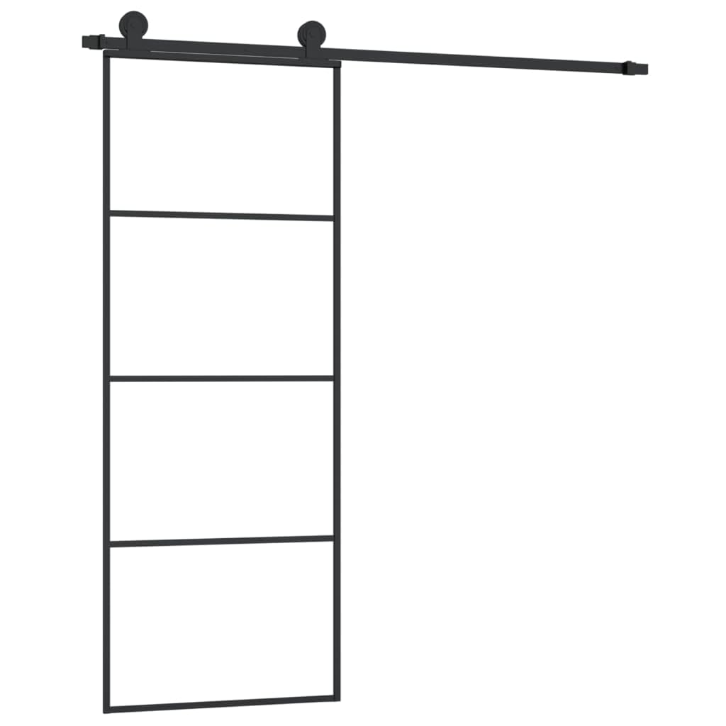 Drzwi przesuwne z zestawem okuć 76 x 205 cm, szkło ESG, aluminium, materiały budowlane, drzwi, drzwi domowe