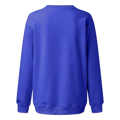 Image of Women Crew Neck Sweatshirts Fall Casual Oversized Sweat Shirts Long Sleeve Cute Preppy Sweatshirt Comfort Pullover