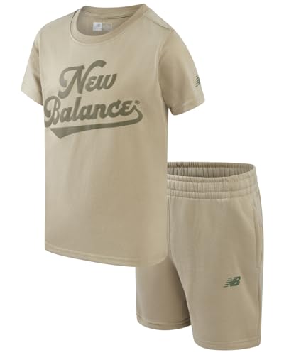 Image of New Balance Active Boys Short Sets - 2 Piece Short Sleeve Workout T Shirt and Fleece Kids Shorts Boys Athletic Sets (8-12)
