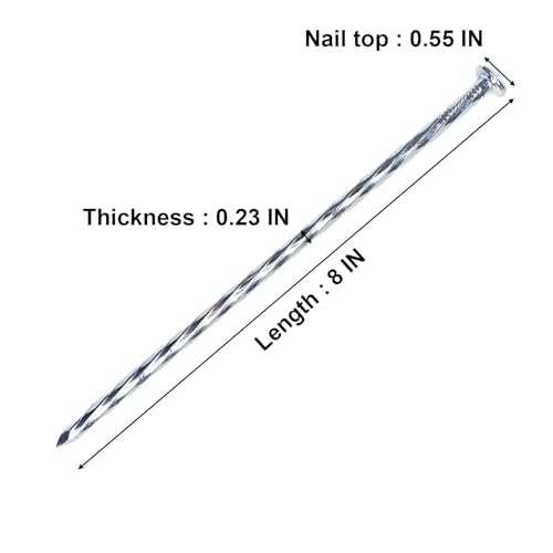 Artificial Turf Stakes Galvanized Spiral Landscape Spikes 8IN Weed Barrier Fabric Stakes for Paver Edging, Gardening Lawn Edging, Carpentry and More (55 PC) - Thumbnail 2