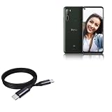 BoxWave Cable Compatible with HTC U20 5G - DirectSync PD Cable (3ft) - USB-C to USB-C (100W), Type C Braided Charge and Fast Sync - Jet Black