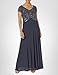 J Kara Women's Cap V-Neck Beaded Dress