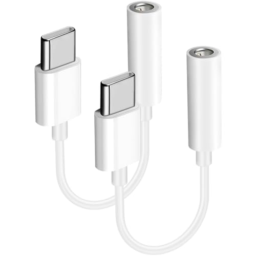 2-Pack USB C to 3.5mm Headphone Adapter USB C to Aux Audio Dongle Cable Cord for iPhone 16/Plus/Pro Max/iPhone 15/Plus/Pro Max Samsung Galaxy S24 S23 S22 S21 Ultra and More Type C Devices