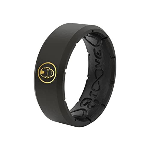 Groove Life Marvel Icon Edge Iron Man Silicone Ring - Breathable Rubber Wedding Rings For Men, Lifetime Coverage, Unique Design, Comfort Fit Ring - Size 10 #TOP6