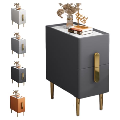 TAKEY サイドテーブル ナイトテーブルテーブル ベッド おしゃれ ナイトテーブル インテリア サイド ベットサイドテーブルおしゃれ 北欧 木製 スリム ミニテーブル コンパクト 小さめ薄型収納付き 引き出し付きサイドテーブル 完成品組み立て不要 (ダー