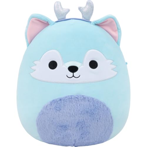 Image of Squishmallows Original 12in Hyde the Blue Wolf with Silver Antlers - Official Jazwares Holiday Plush