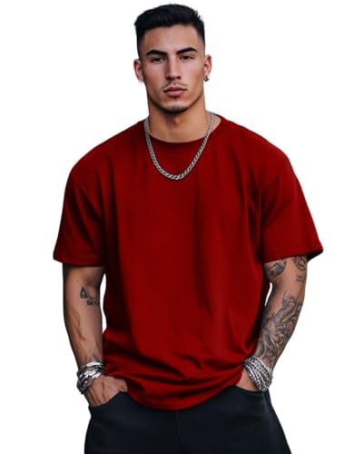 Image of Veirdo 100% Pure Cotton Oversized Loose Fit Half Sleeve Solid Core Round Neck Multicolor T-Shirt Combo for Men & Boys (Pack of 4)