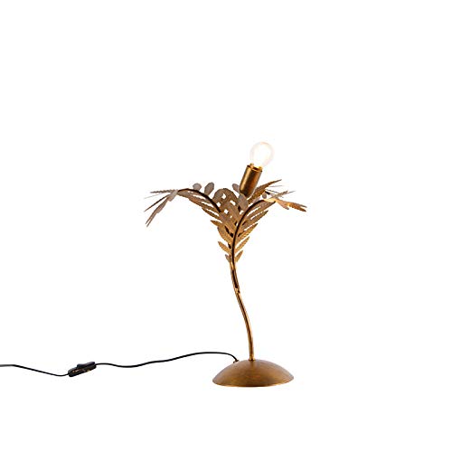 QAZQA Botanica - Suspension - 5 Lumière - 70 Cm - Doré/Laiton - Rustique, Rétro - éclairage Intérieur - Salon I Chambre I Cuisine I Salle à Manger