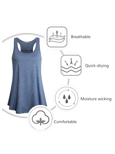 Image of Cestyle Womens Sleeveless Scoop Neck Flowy Loose Fit Workout Shirts Racerback Long Tank Tops