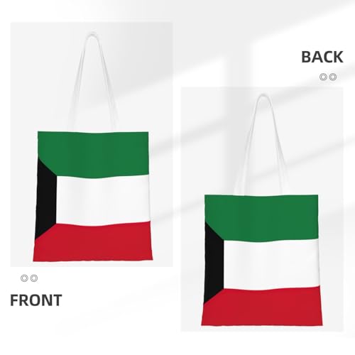Kuwaiti Flag Print Polyester Canvas Tote Bag, Worthy Shopping Bag, Ideal For Present And Daily Errands3