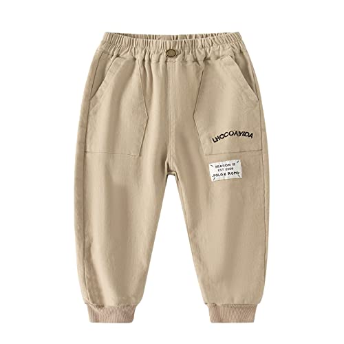 Little Boys Cargo Jogger Pants Toddler Kids Twill Casual Trousers with Elastic Hem Baby Pull On Sports Winter Clothes